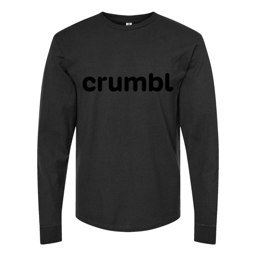 Men's Crumbl-Cookies-Logo-PNG-7 Long sleeves Cotton Blend T-Shirt - Black