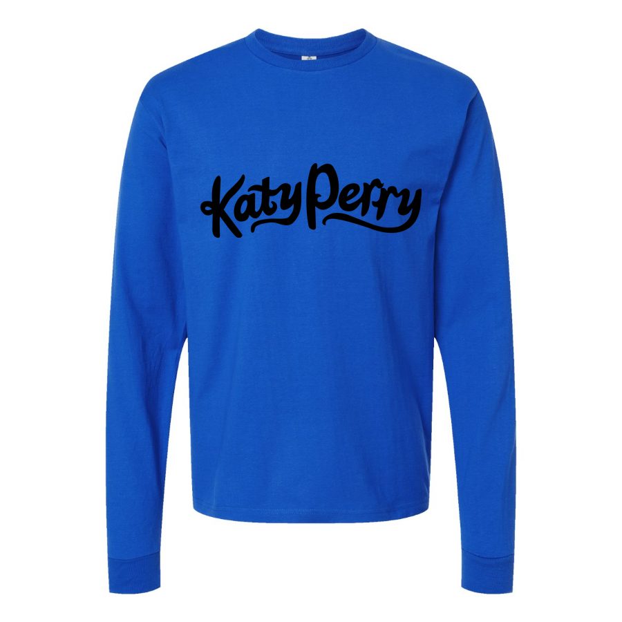 Men's Katy-Perry-Logo Long sleeves Cotton Blend T-Shirt - Blue