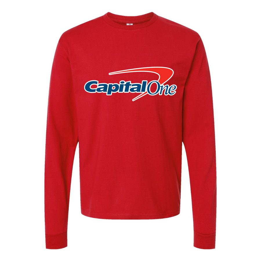 Men's Capital-One-Logo-1536x864 Long sleeves Cotton Blend T-Shirt - Red