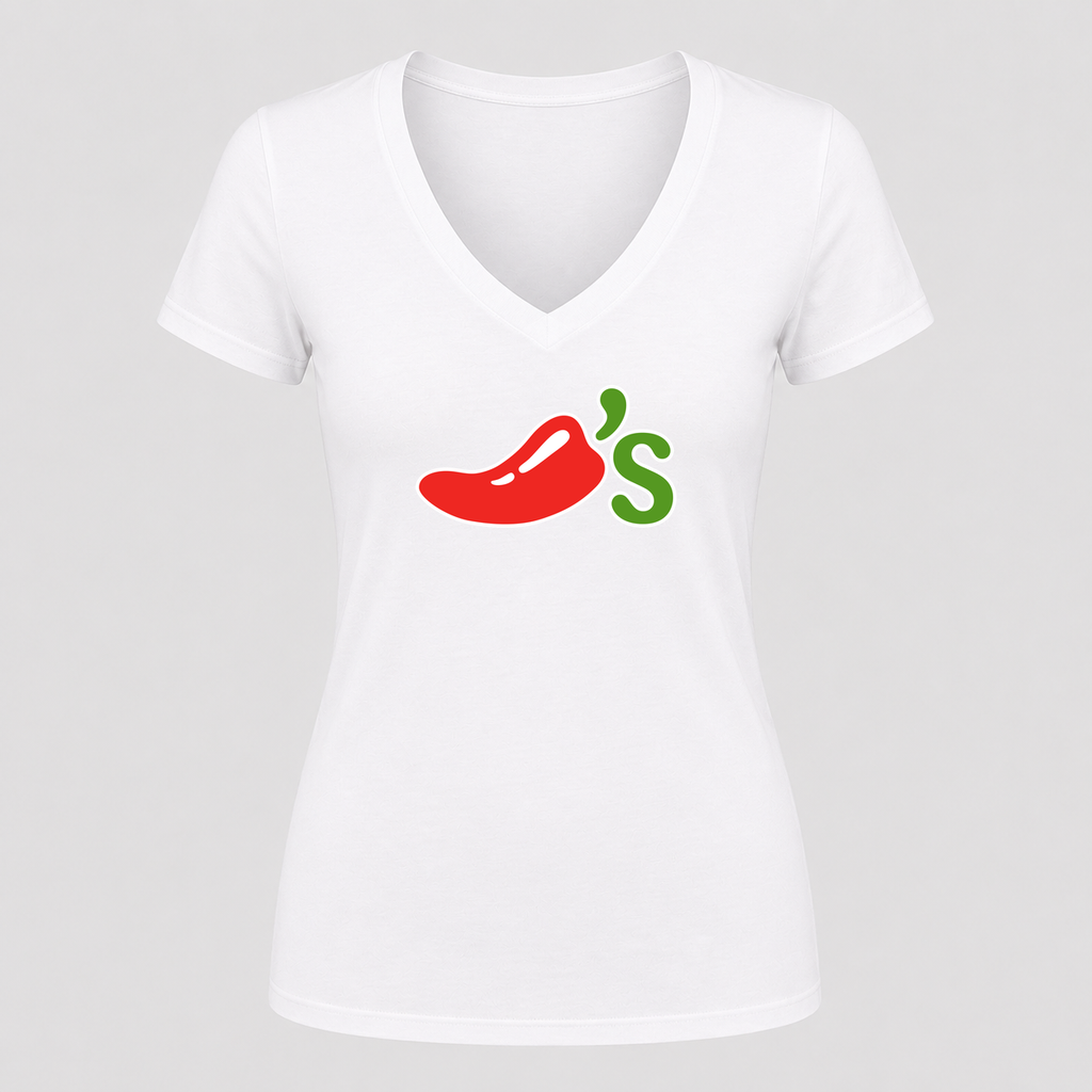 Women's Chili's V Neck T-Shirt in white
