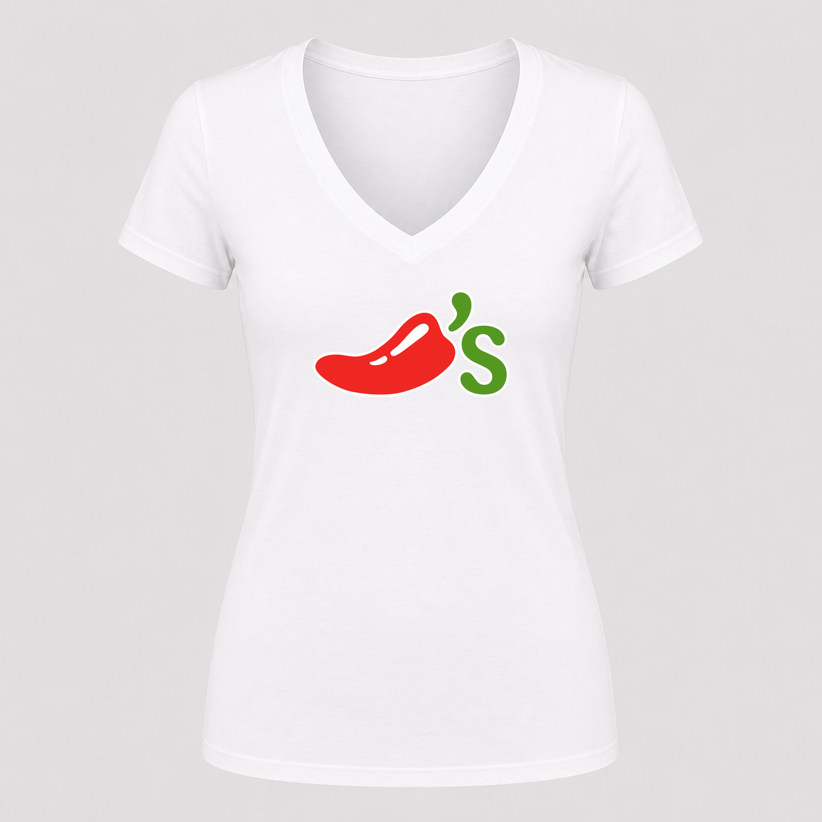 Women's Chili's V Neck T-Shirt in white