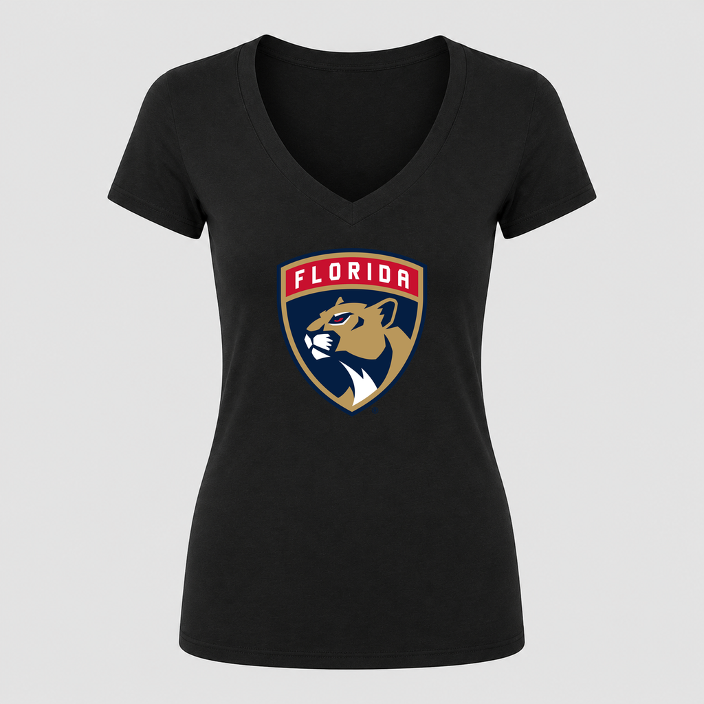 Women's Florida Panthers V Neck T-Shirt in black