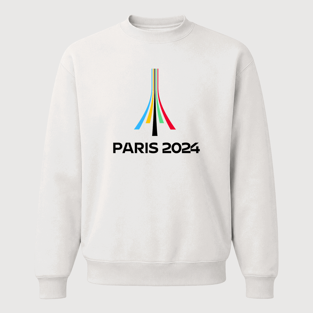 Men's Paris 2024 Olympics Black Logo Crewneck Sweatshirt - White