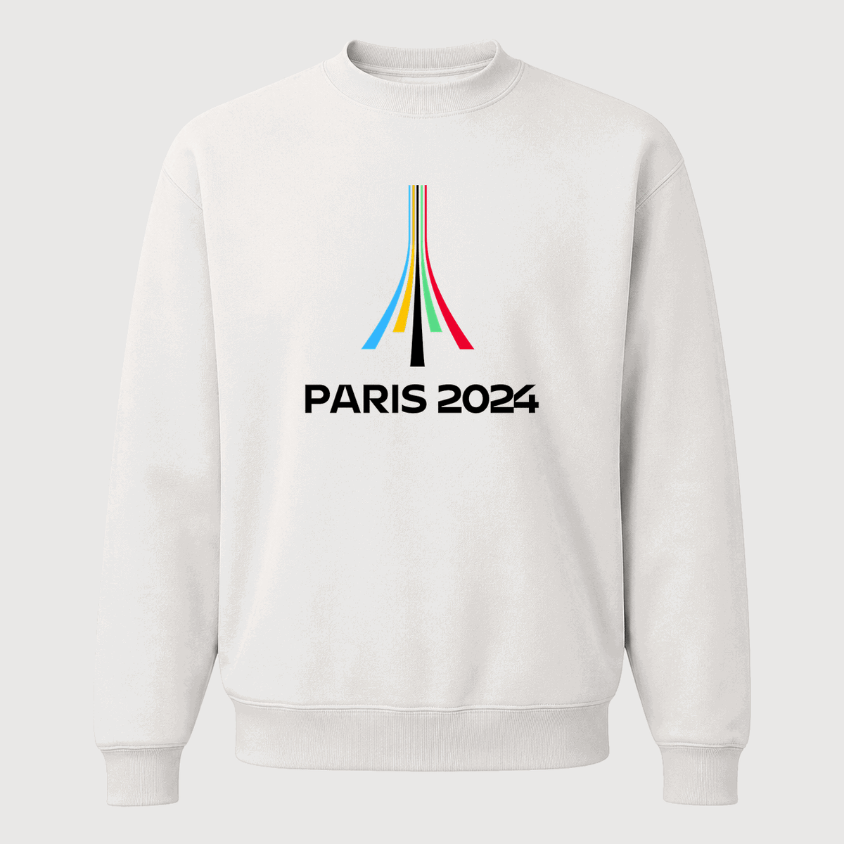 Men's Paris 2024 Olympics Black Logo Crewneck Sweatshirt - White