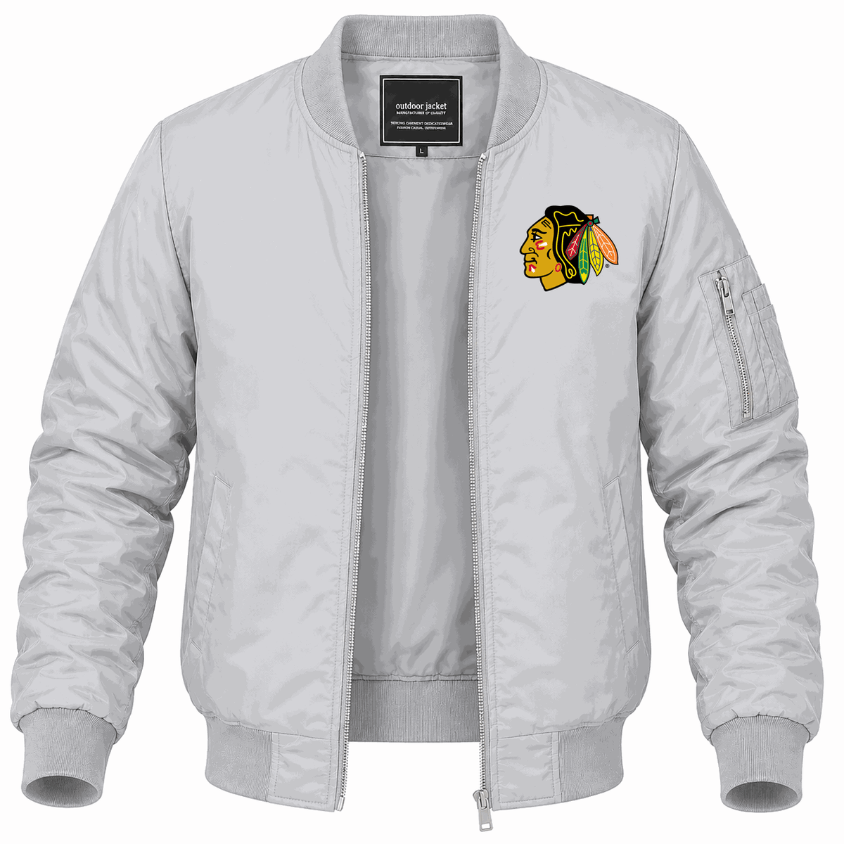 Men's Chicago Blackhawks Lightweight Bomber Jacket - Gray