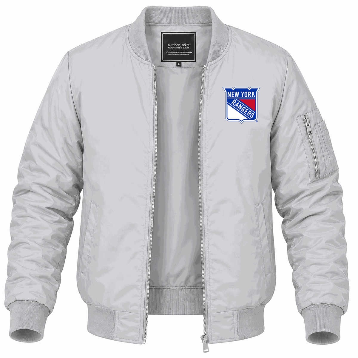 Men's New York Rangers Lightweight Bomber Jacket - Gray