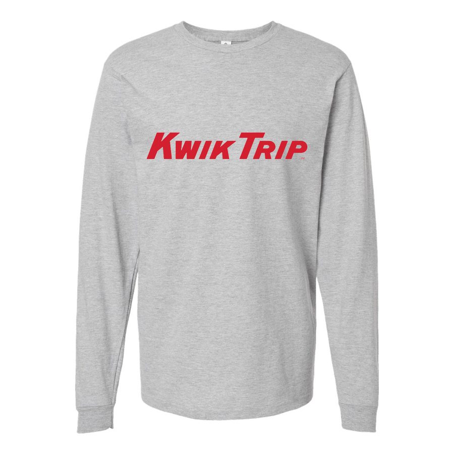 Men's Kwik-Trip-Logo Long sleeves Cotton Blend T-Shirt - Gray