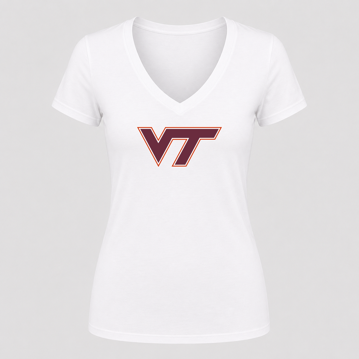 Women's Virginia Tech Hokies V Neck T-Shirt in white