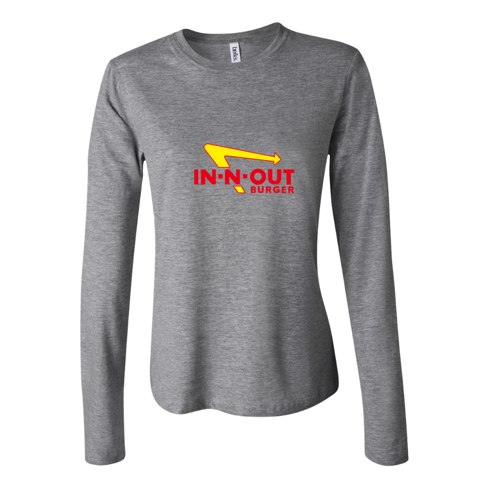 Women's In N Out Burger Logo 1536x864 Long Sleeve T-Shirt - Gray