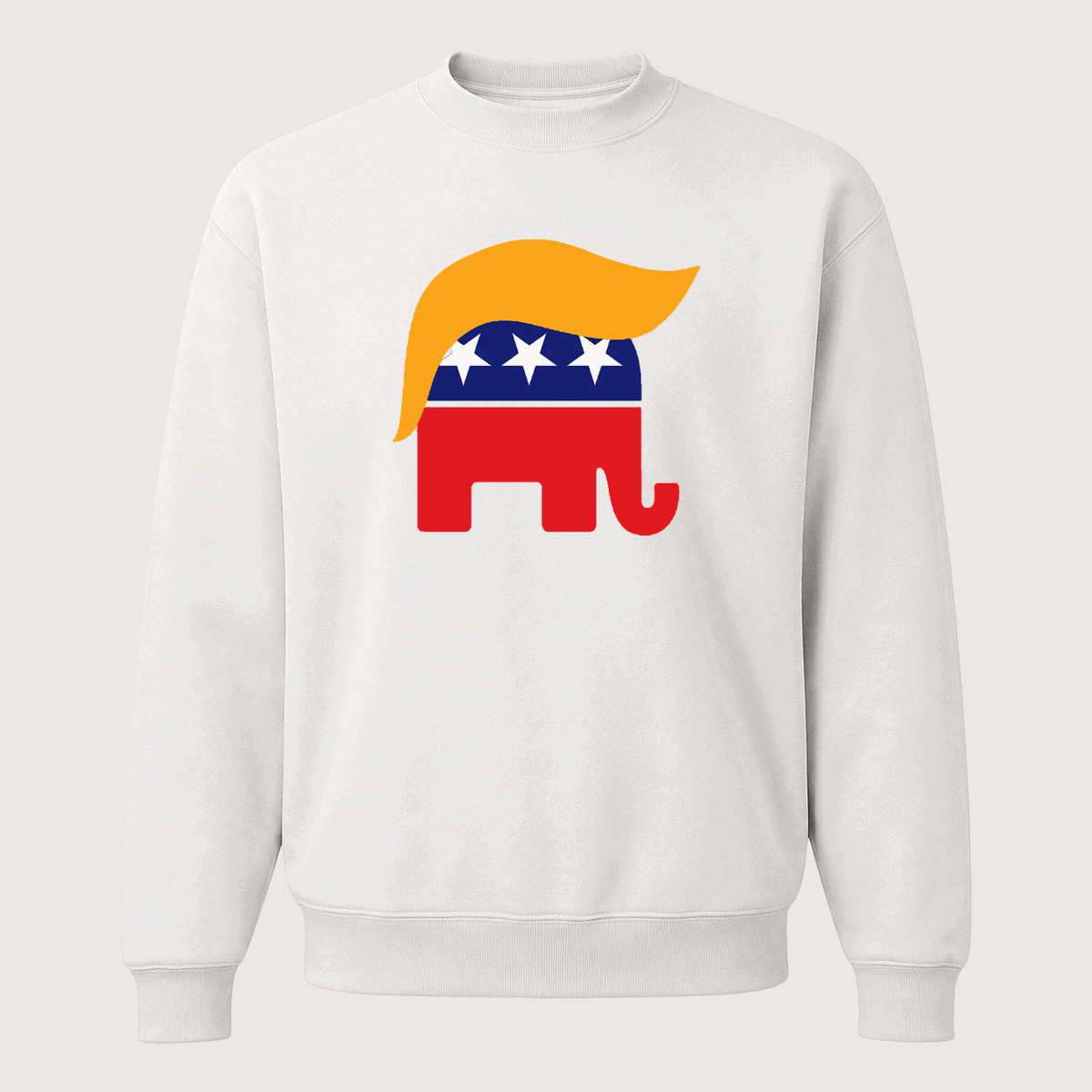Men's Trump Hair GOP Elephant Crewneck Sweatshirt - White