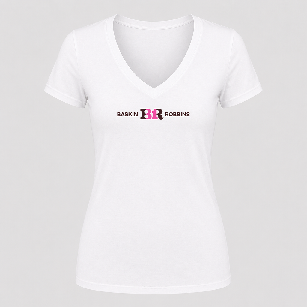 Women's Baskin-Robbins V Neck T-Shirt in white