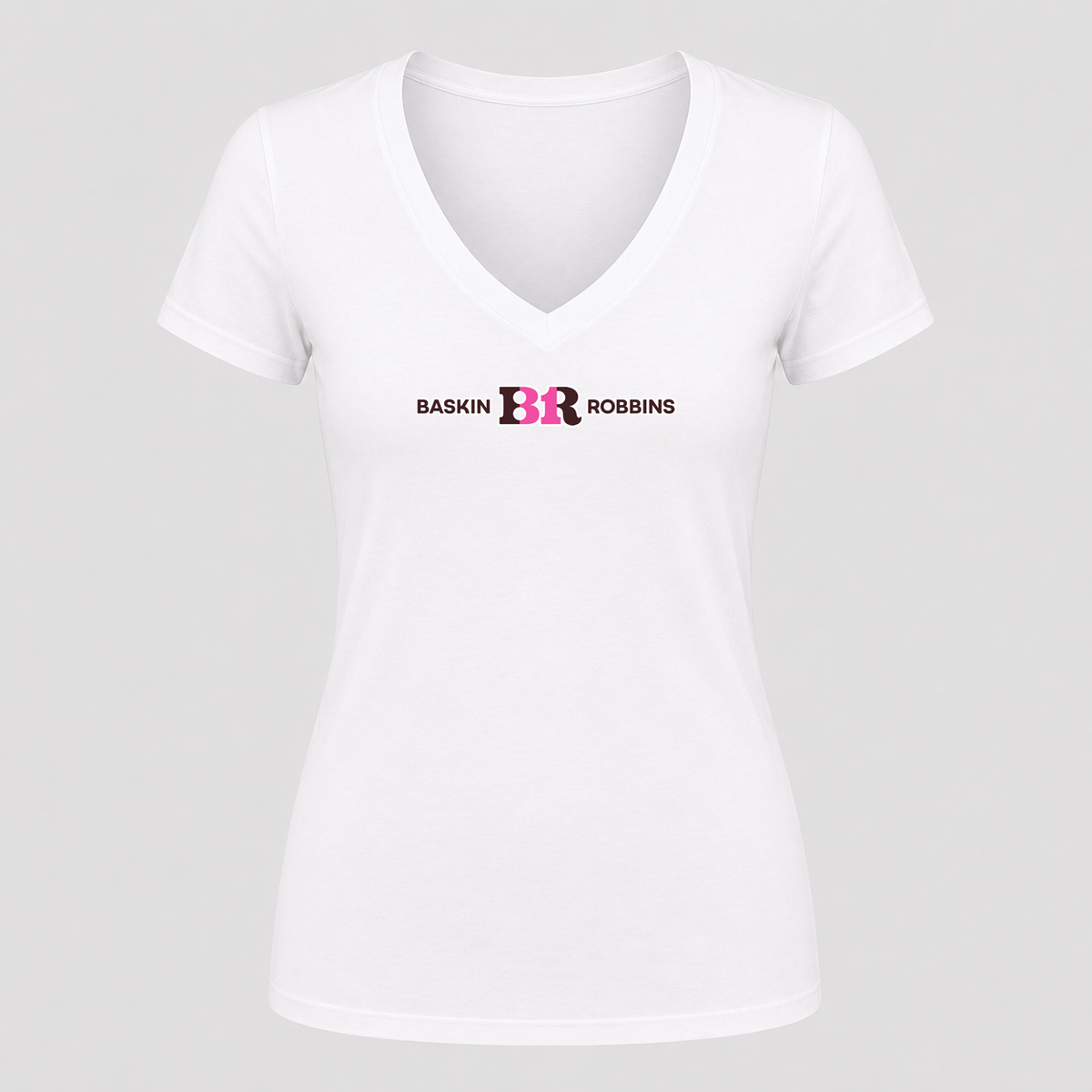 Women's Baskin-Robbins V Neck T-Shirt in white