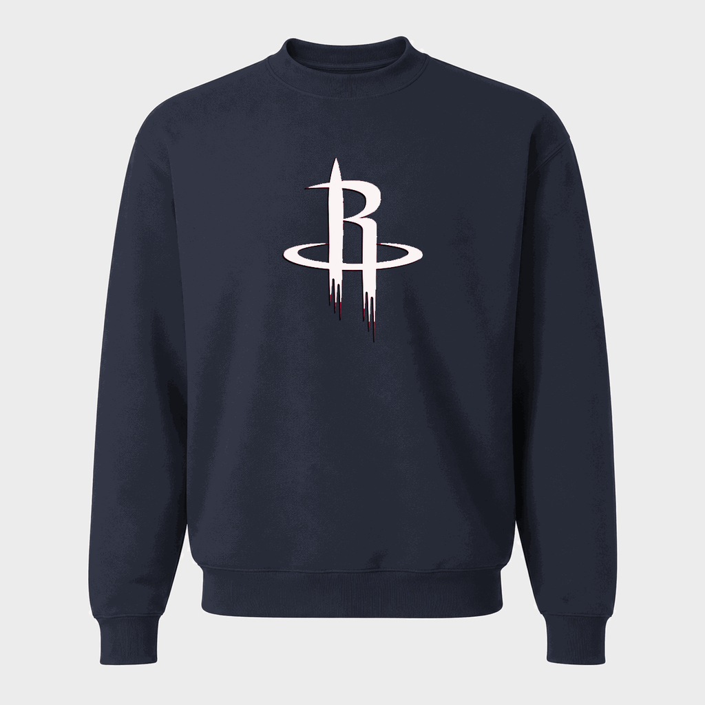 Men's Army Green Houston Rockets Crewneck Sweatshirt - Navy