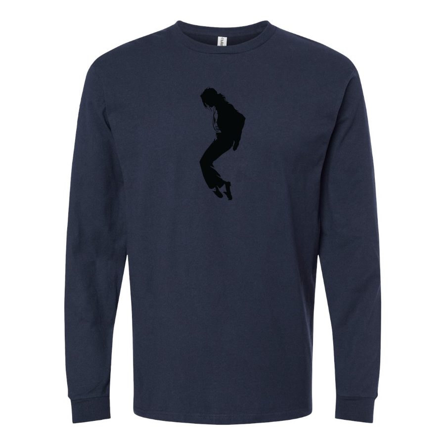 Men's Michael-Jackson-Logo-768x432 Long sleeves Cotton Blend T-Shirt - Navy