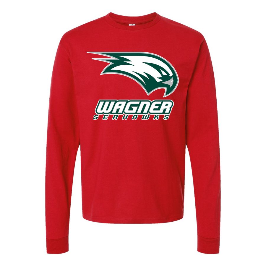 Men's Wagner Seahawks Logo Long sleeves Cotton Blend T-Shirt - Red