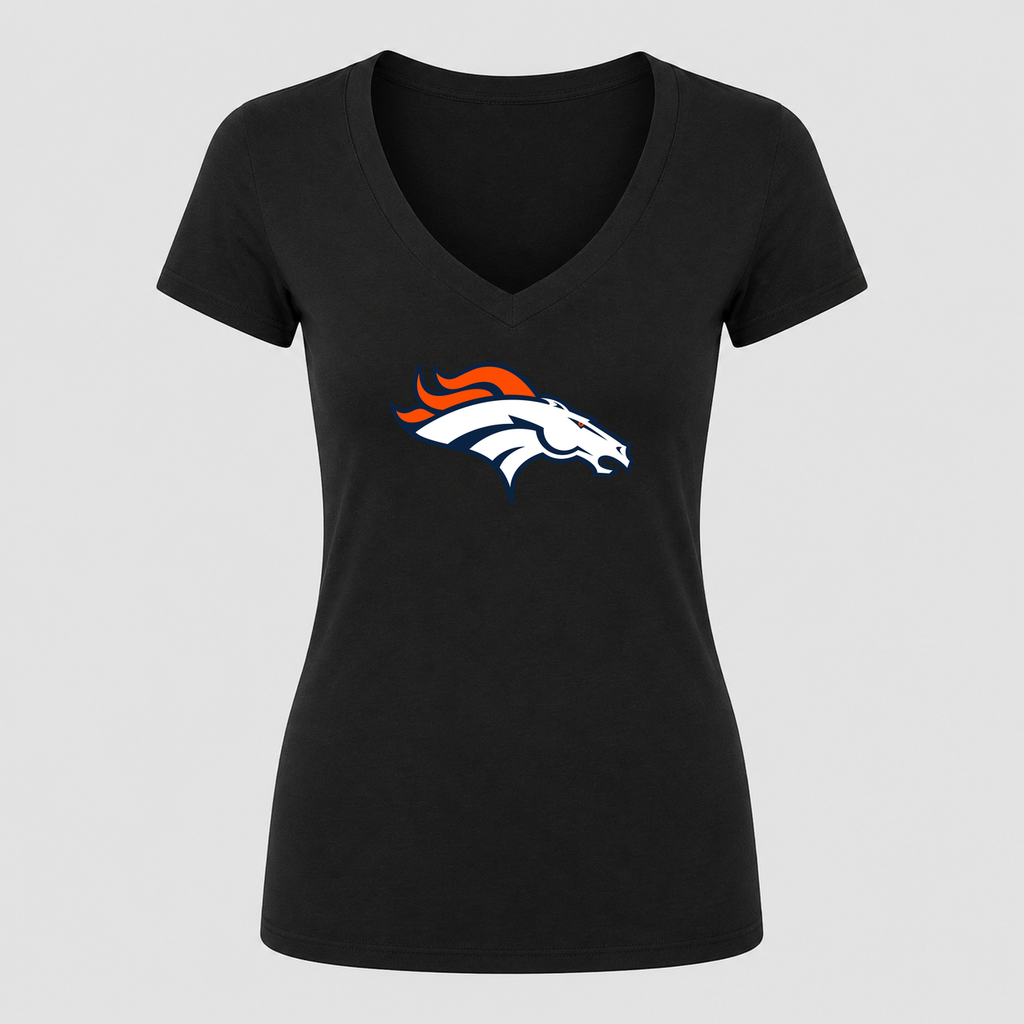 Women's Denver Broncos V Neck T-Shirt in black
