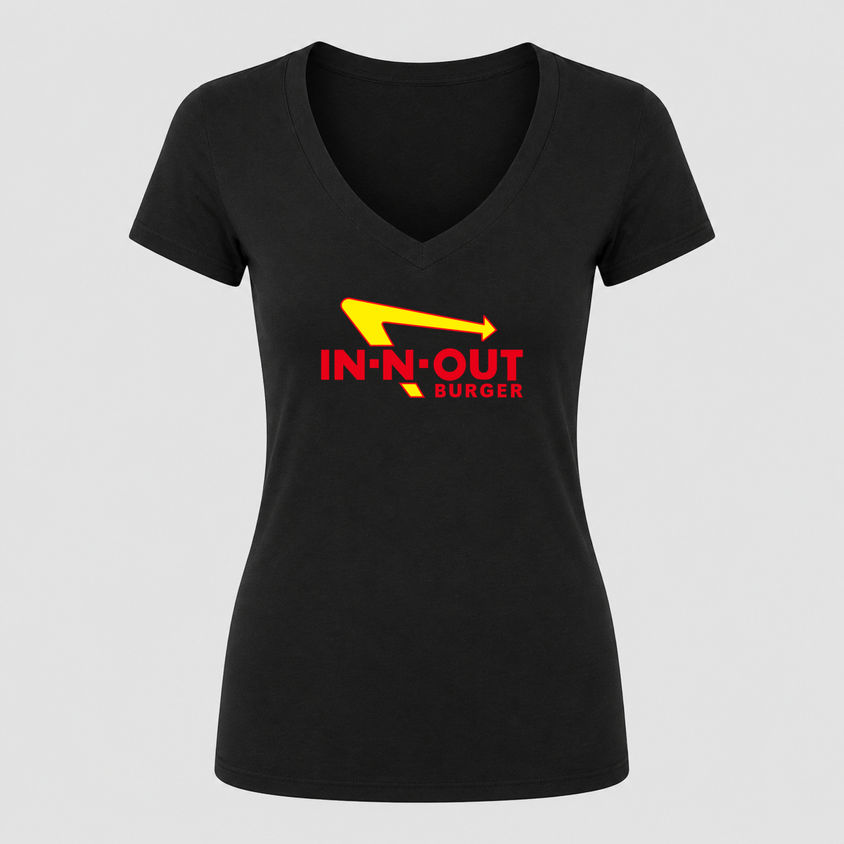 Women's In-N-Out Burger V Neck T-Shirt in black