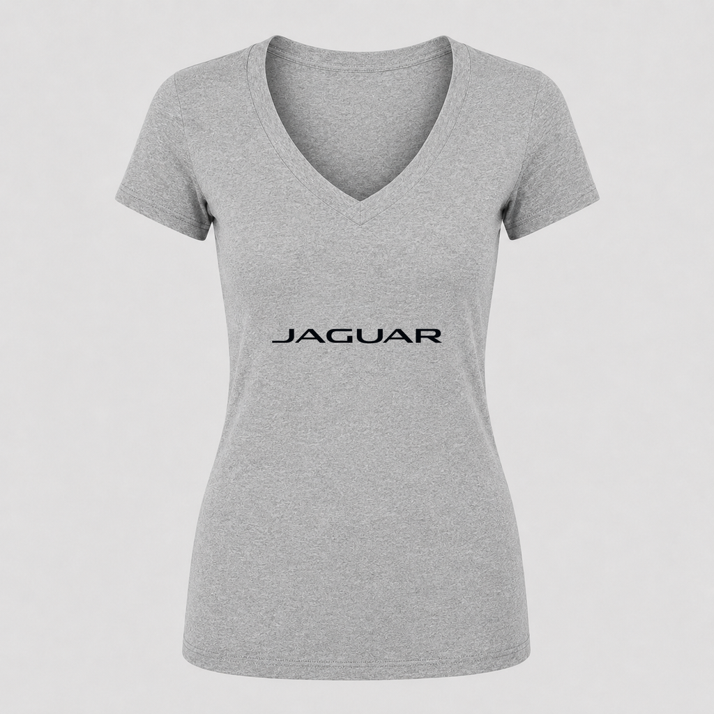 Women's Jaguar Racing V Neck T-Shirt in gray