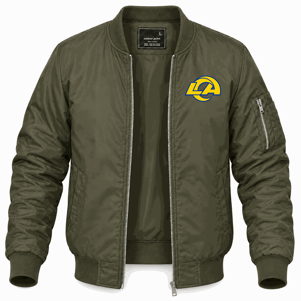 Men's Los Angeles Rams Lightweight Bomber Jacket - Army Green
