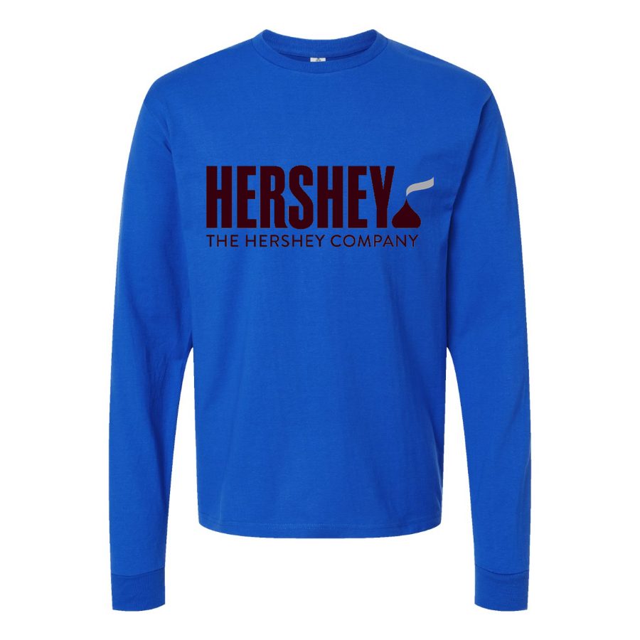 Men's Hershey-Logo-food-1536x864 Long sleeves Cotton Blend T-Shirt - Blue