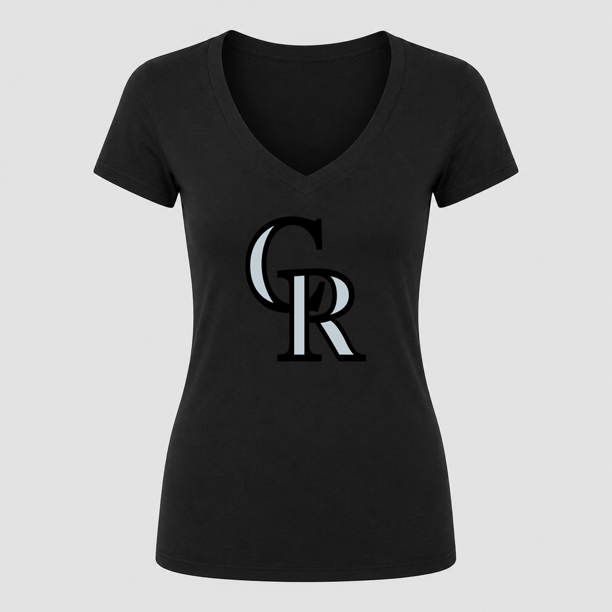 Women's Colorado Rockies V Neck T-Shirt in black