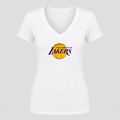 Women's Los Angeles Lakers V Neck T-Shirt in white