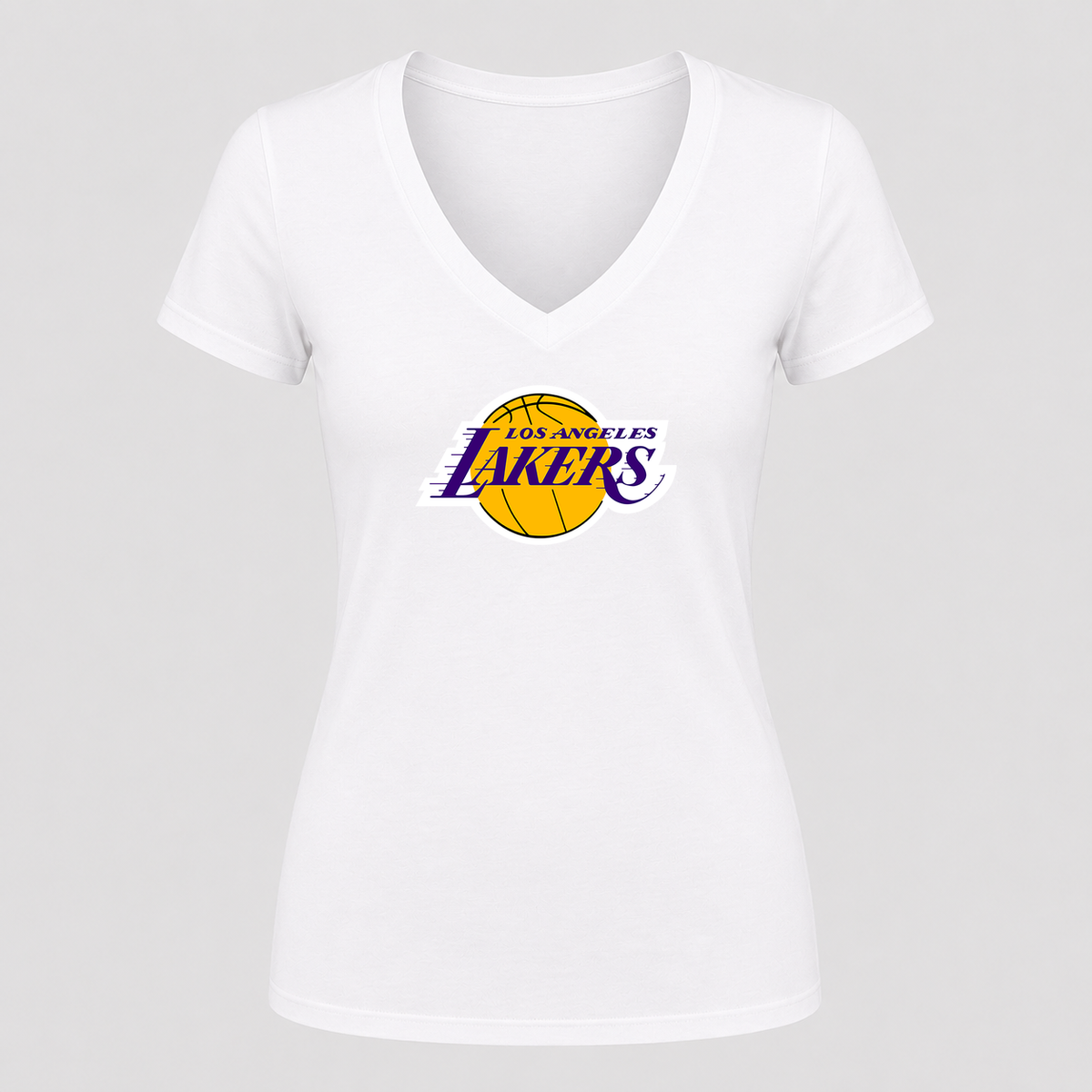 Women's Los Angeles Lakers V Neck T-Shirt in white