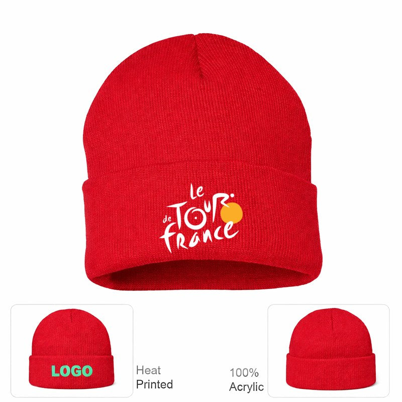 Tour de France White Logo Red Beanie Hat