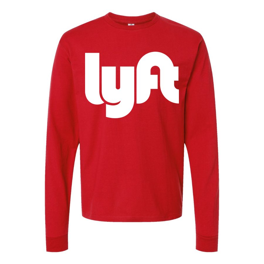 Men's Lyft logo white Long sleeves Cotton Blend T-Shirt - Red