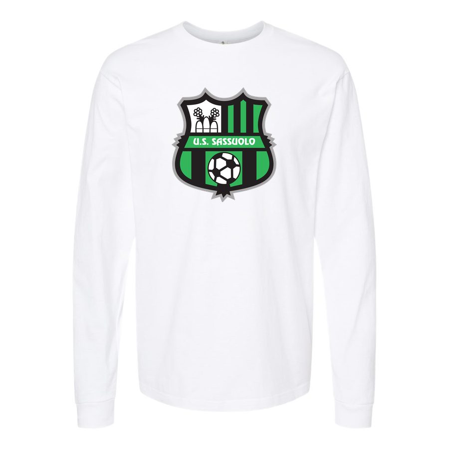 Men's U.S. Sassuolo Soccer Logo Long sleeves Cotton Blend T-Shirt - White