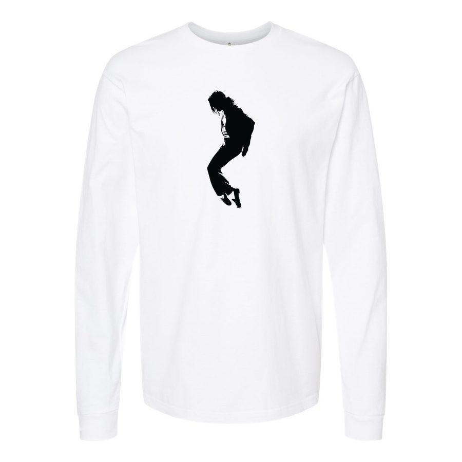 Men's Michael-Jackson-Logo-768x432 Long sleeves Cotton Blend T-Shirt - White