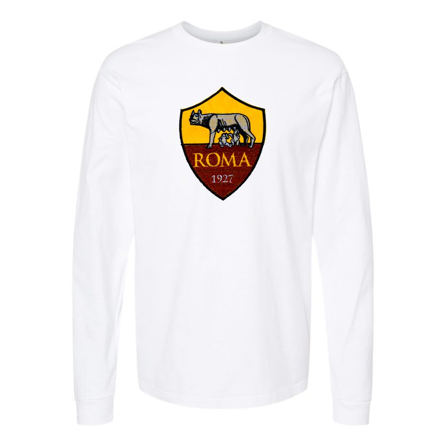 Men's AS Roma FC Long sleeves Cotton Blend T-Shirt - White