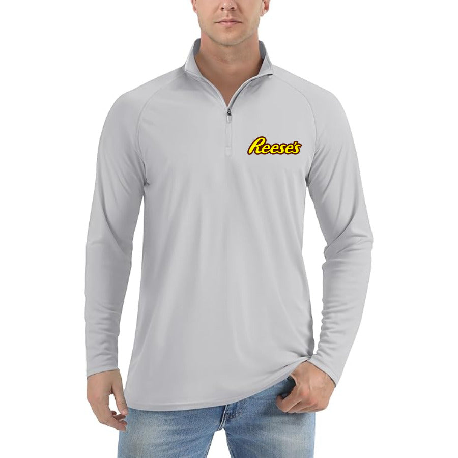 Reeses Logo food quarter-zip athletic shirt in Light Gray