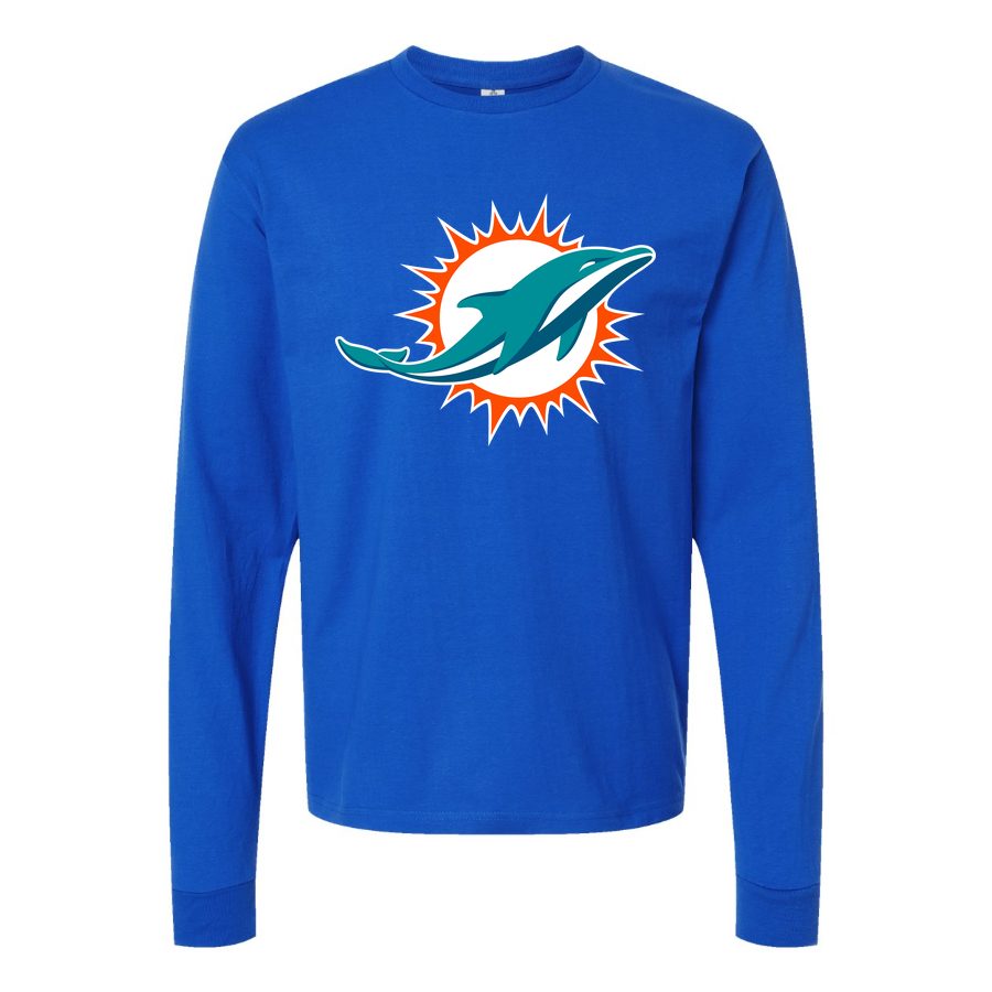 Men's Miami Dolphins Long sleeves Cotton Blend T-Shirt - Blue