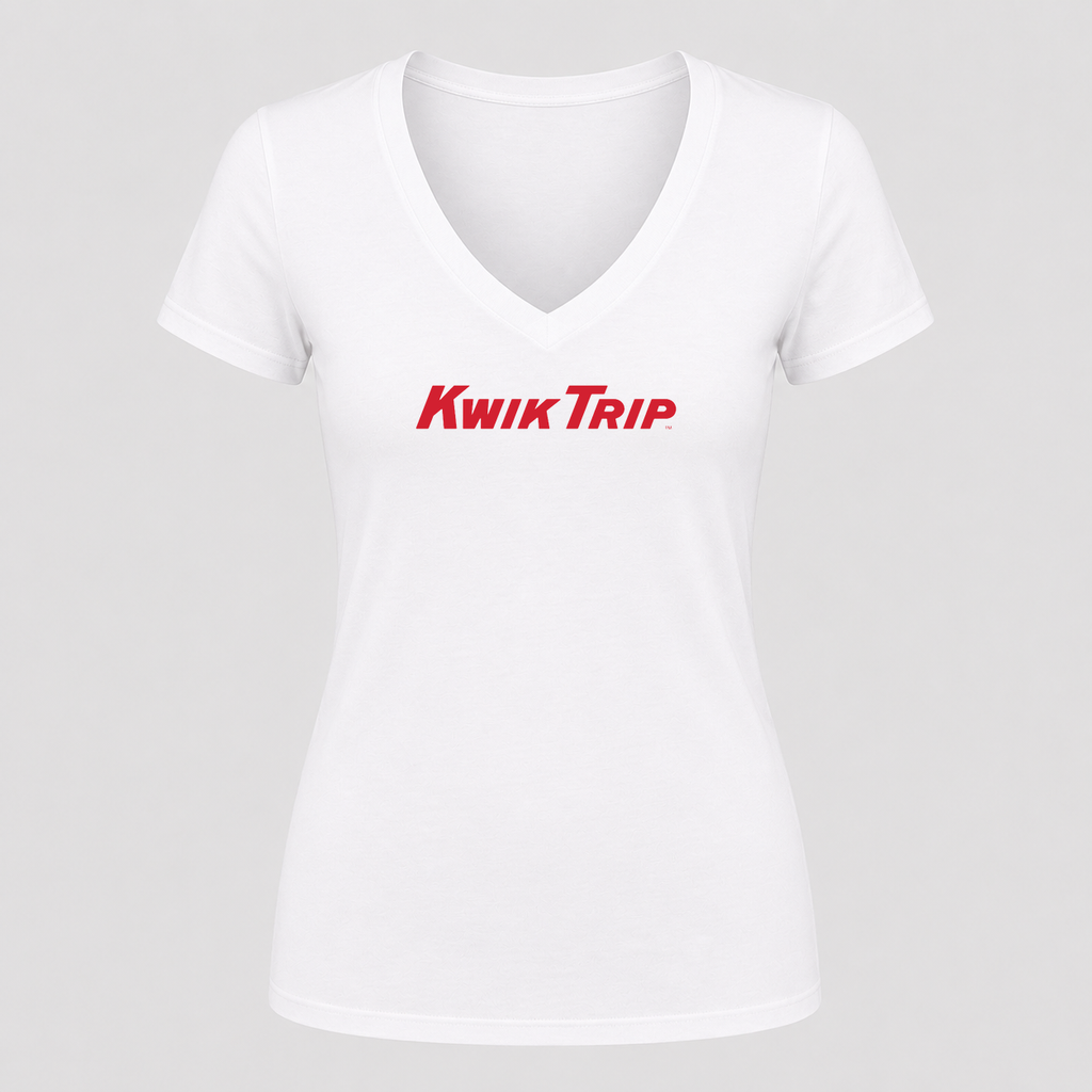 Women's Kwik Trip V Neck T-Shirt in white