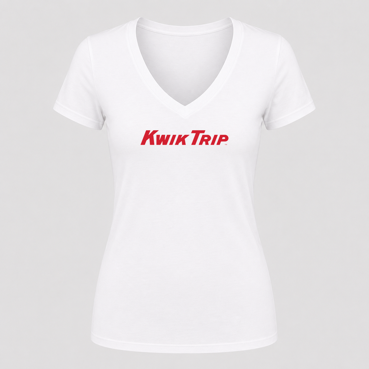 Women's Kwik Trip V Neck T-Shirt in white