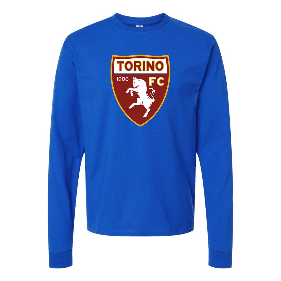 Men's Torino Soccer Logo Long sleeves Cotton Blend T-Shirt - Blue
