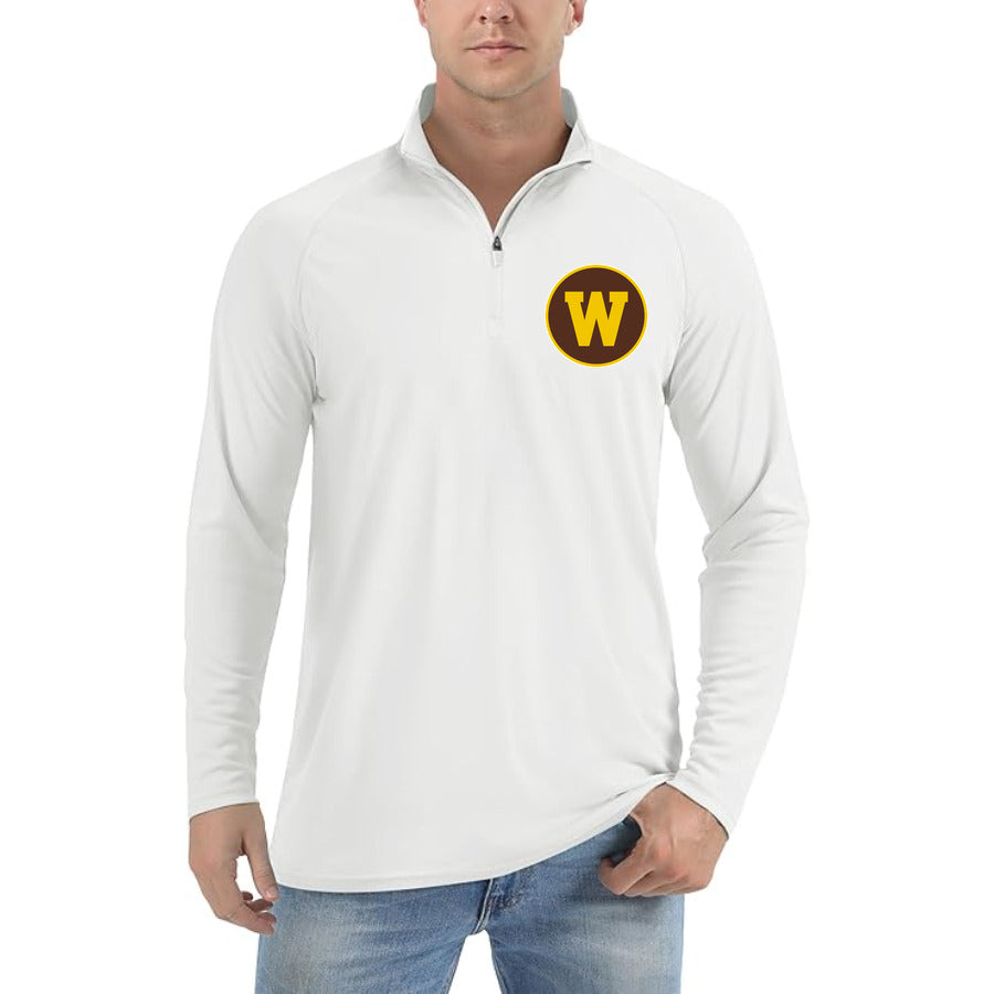 Western Michigan Broncos Logo quarter-zip athletic shirt in White