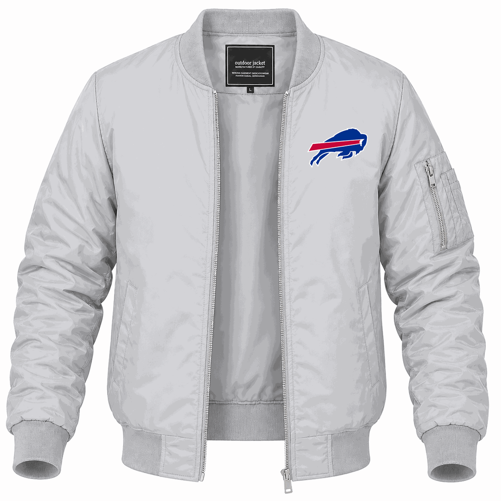Men's Buffalo Bills Lightweight Bomber Jacket - Gray