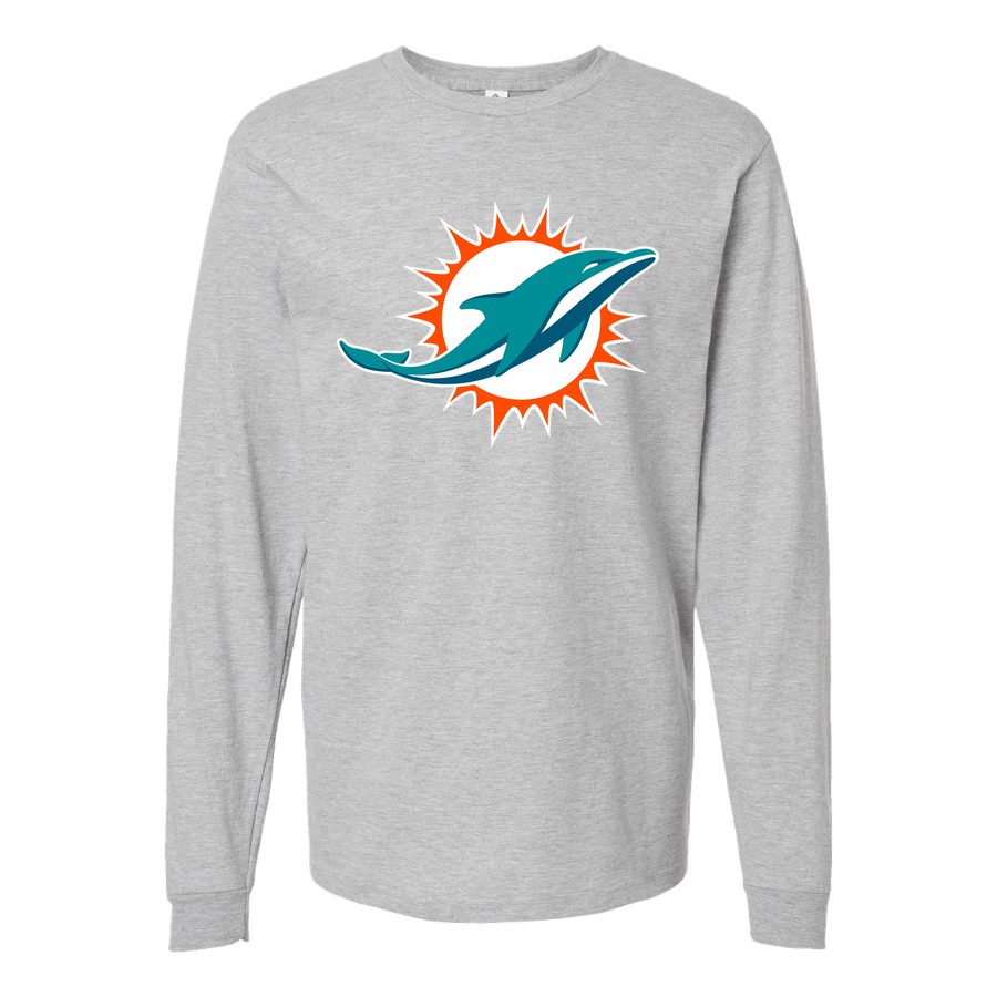 Men's Miami Dolphins Long sleeves Cotton Blend T-Shirt - Gray