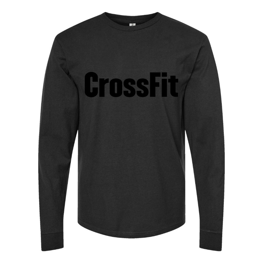 Men's CrossFit-Logo-1536x864 Long sleeves Cotton Blend T-Shirt - Black