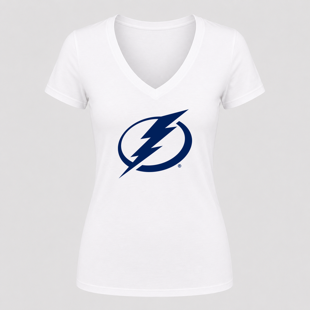 Women's Tampa Bay Lightning V Neck T-Shirt in white
