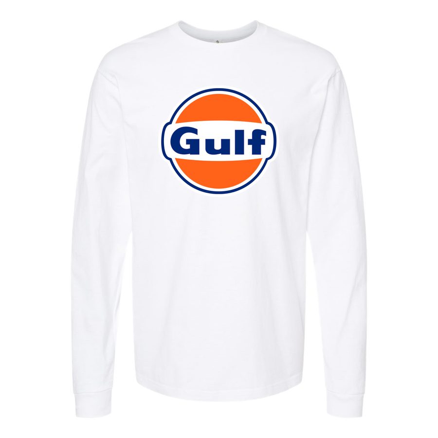 Men's Gulf-Oil-Logo-1536x864 Long sleeves Cotton Blend T-Shirt - White