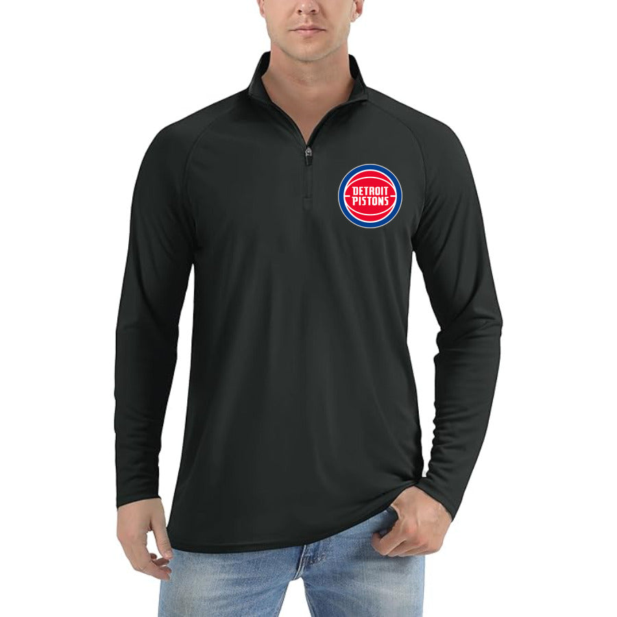 Detroit Pistons quarter-zip athletic shirt in Black
