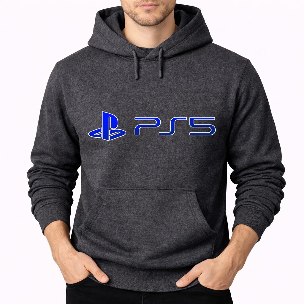 Men's PS5 Blue Pullover Hoodie - Charcoal