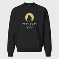 Men's Olympics 2024 Paris White Logo Crewneck Sweatshirt - Black