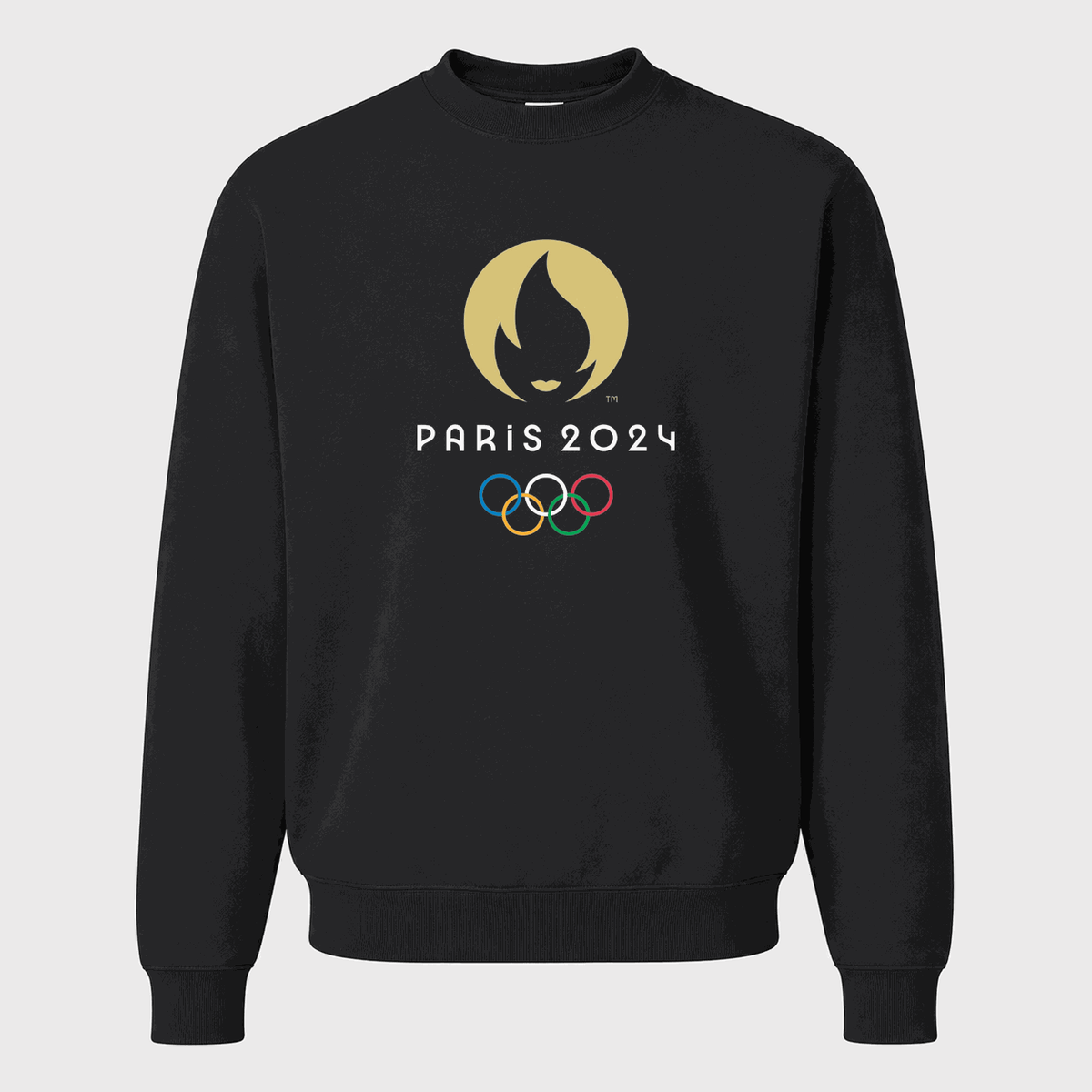 Men's Olympics 2024 Paris White Logo Crewneck Sweatshirt - Black