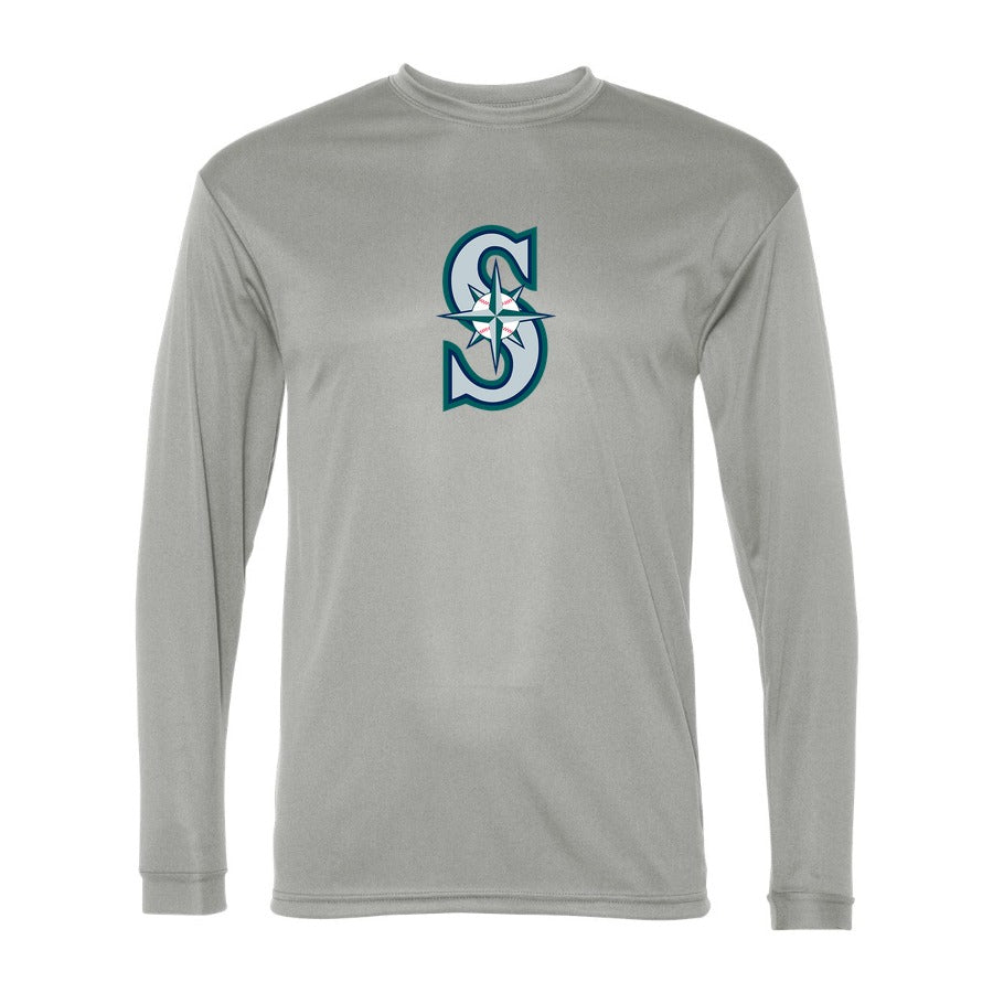 Men's Seattle Mariners Polyester Long Sleeve T-Shirt - Gray