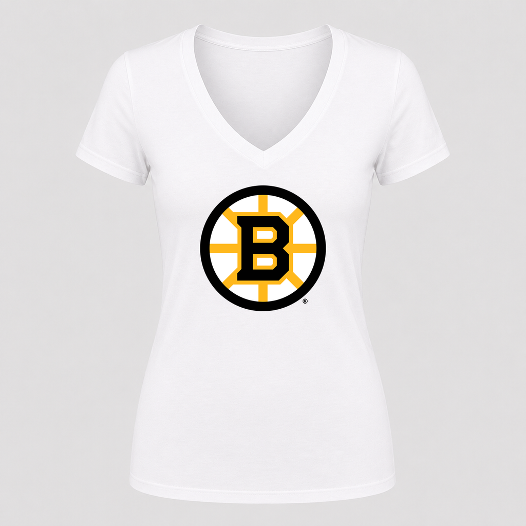 Women's Boston Bruins V Neck T-Shirt in white