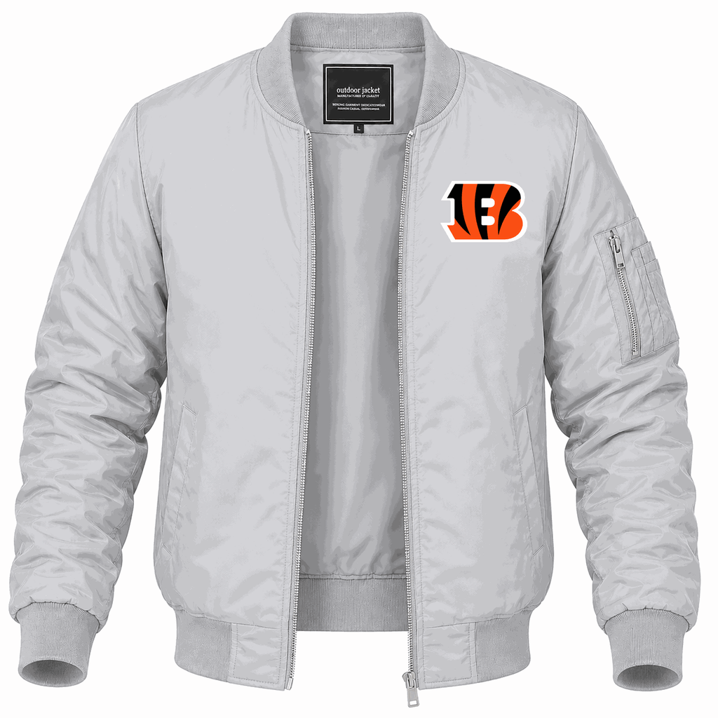 Men's Cincinnati Bengals Lightweight Bomber Jacket - Gray